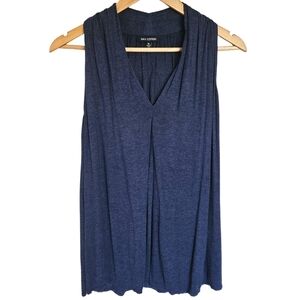 Max Edition navy stretch knit front pleat tank top
